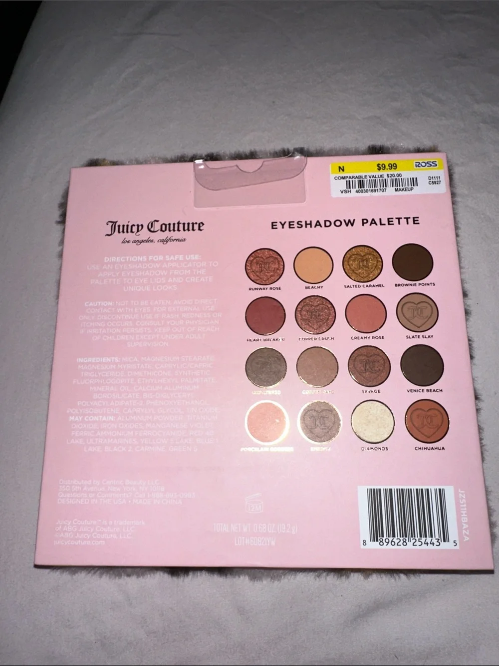 NWT juicy couture eyeshadow palette  mirror with fur 16 colors nice new
